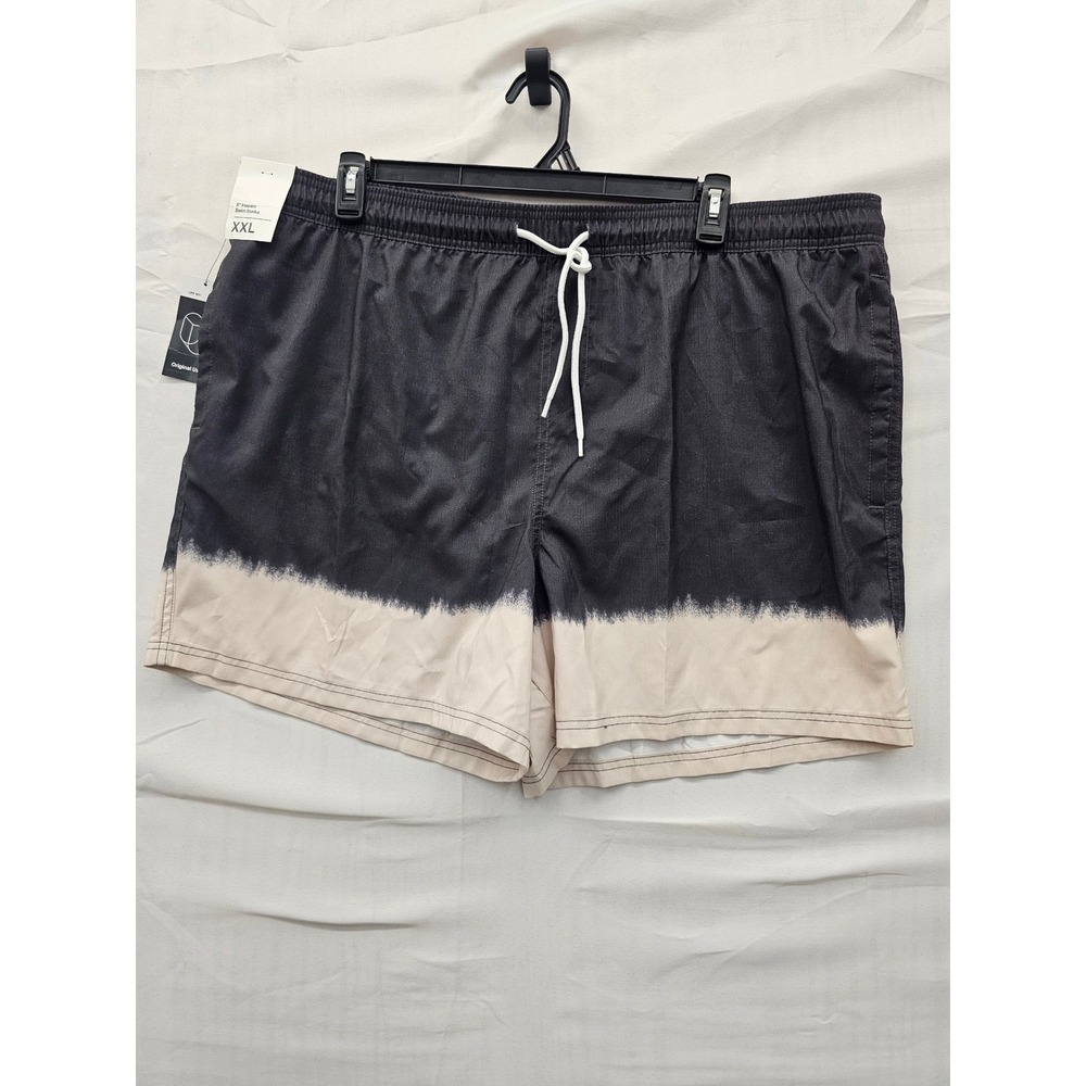 Original Use Mens XXL Gray Washed Stripe 5 Inseam Swim Trunks Dip Dye NWT‎